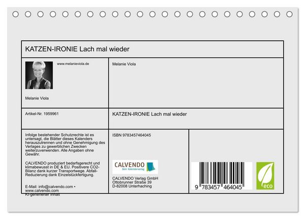 Produktbild: KATZEN-IRONIE Lach mal wieder (Tischkalender 2026 DIN A5 quer), CALVENDO Monatskalender