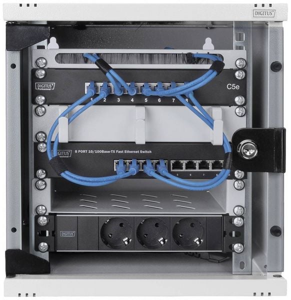 Produktbild: Digitus DN-10-05U-1 10 Zoll Wandgeh&auml;use 6 HE Lichtgrau (RAL 7035)