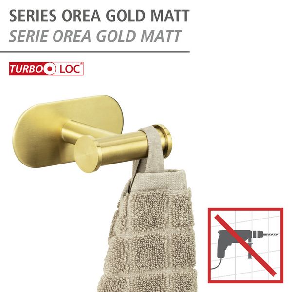 Produktbild: Turbo-Loc&reg;&nbsp;Wandhaken Mod. Orea Duo Gold Matt, Befestigen ohne bohren