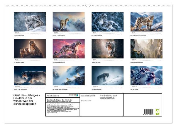 Produktbild: Geist des Gebirges - Ein Jahr in der wilden Welt der Schneeleoparden (Wandkalender 2026 DIN A2 quer), CALVENDO Monatskalender