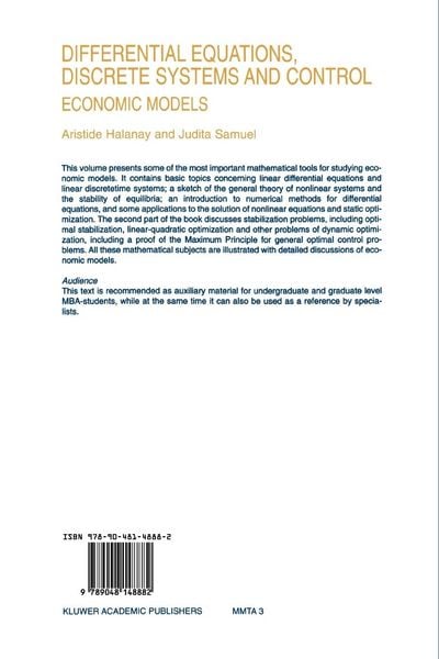 Produktbild: Differential Equations, Discrete Systems and Control