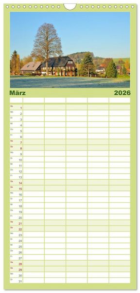Produktbild: Familienplaner 2026 - Umgebindeh&auml;user in der Oberlausitz mit 5 Spalten (Wandkalender, 21 x 45 cm) CALVENDO