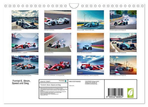 Produktbild: Formel E, Strom, Speed und Sieg (Wandkalender 2026 DIN A4 quer), CALVENDO Monatskalender