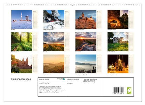 Produktbild: Harzerinnerungen (hochwertiger Premium Wandkalender 2027 DIN A2 quer), Kunstdruck in Hochglanz