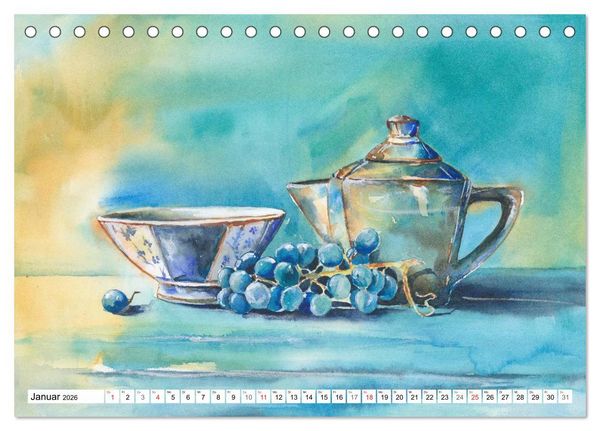 Produktbild: Stillleben Aquarelle (Tischkalender 2026 DIN A5 quer), CALVENDO Monatskalender