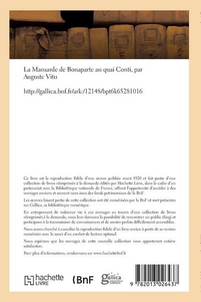 Produktbild: La Mansarde de Bonaparte au quai Conti