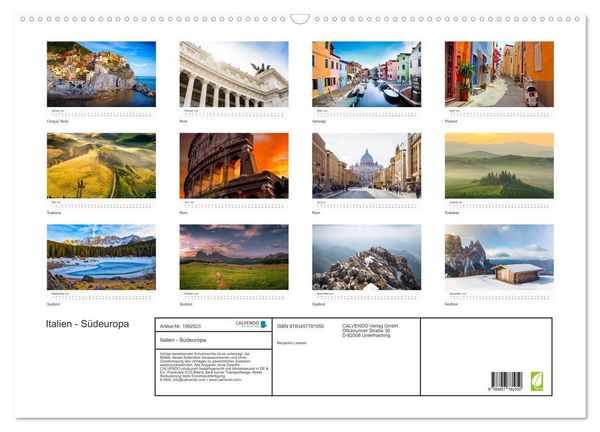 Produktbild: Italien - S&uuml;deuropa (Wandkalender 2026 DIN A2 quer), CALVENDO Monatskalender