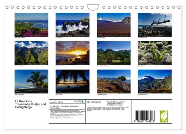Produktbild: La Reunion - Traumhafte K&uuml;sten und Hochgebirge (Wandkalender 2026 DIN A4 quer), CALVENDO Monatskalender