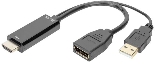 Digitus DisplayPort / HDMI / USB Anschlusskabel DisplayPort Buchse, HDMI-A Stecker, USB-A Stecker 0.2m Schwarz AK-330101