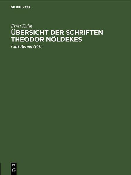 Produktbild: &Uuml;bersicht der Schriften Theodor N&ouml;ldekes