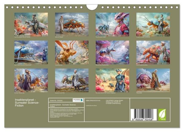 Produktbild: Insektenplanet - Surrealer Science-Fiction (Wandkalender 2026 DIN A4 quer), CALVENDO Monatskalender