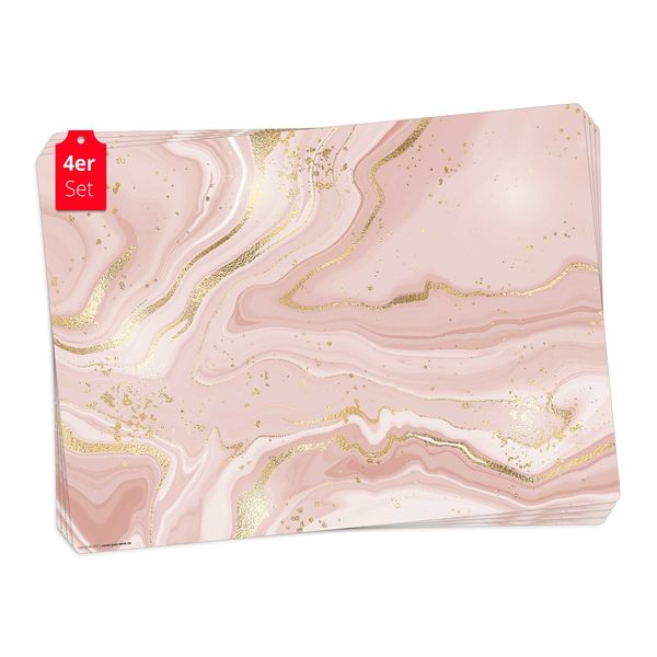 Produktbild: Tischsetmacher Tischsets rosa Marmor mit Goldadern, aus hochwertigem Vinyl (4 St&uuml;ck), 44 x 32 cm