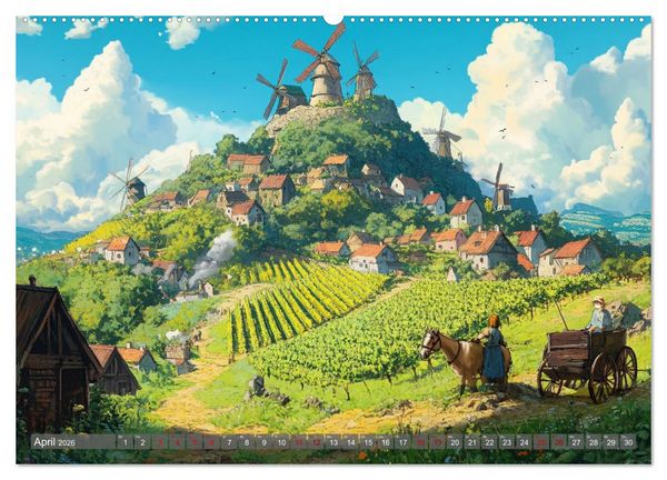 Produktbild: Spaziergang durch Anime Welten (Wandkalender 2026 DIN A2 quer), CALVENDO Monatskalender