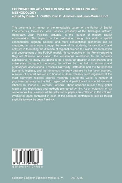 Produktbild: Econometric Advances in Spatial Modelling and Methodology