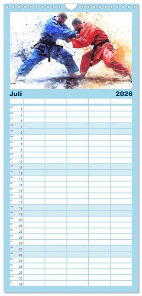 Produktbild: Familienplaner 2026 - Kunst des Sports mit 5 Spalten (Wandkalender, 21 x 45 cm) CALVENDO