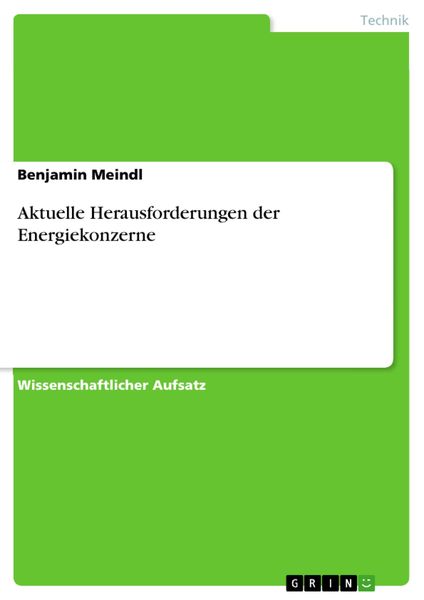 Produktbild: Aktuelle Herausforderungen der Energiekonzerne