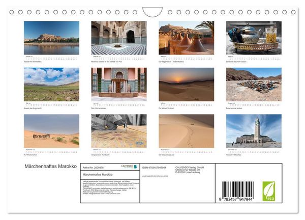 Produktbild: M&auml;rchenhaftes Marokko (Wandkalender 2026 DIN A4 quer), CALVENDO Monatskalender