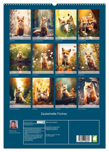 Produktbild: Zauberhafte F&uuml;chse (hochwertiger Premium Wandkalender 2026 DIN A2 hoch), Kunstdruck in Hochglanz