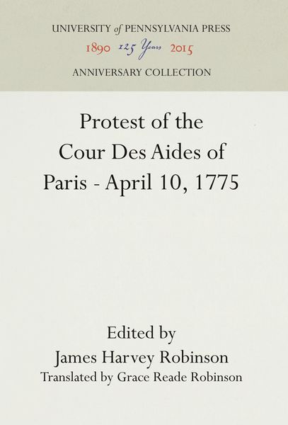 Produktbild: Protest of the Cour Des Aides of Paris--April 10, 1775