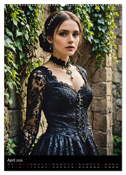Produktbild: AI Gothic world - Mystical beauties of the night (Wall Calendar 2026 DIN A2 portrait), CALVENDO 12 Month Wall Calendar