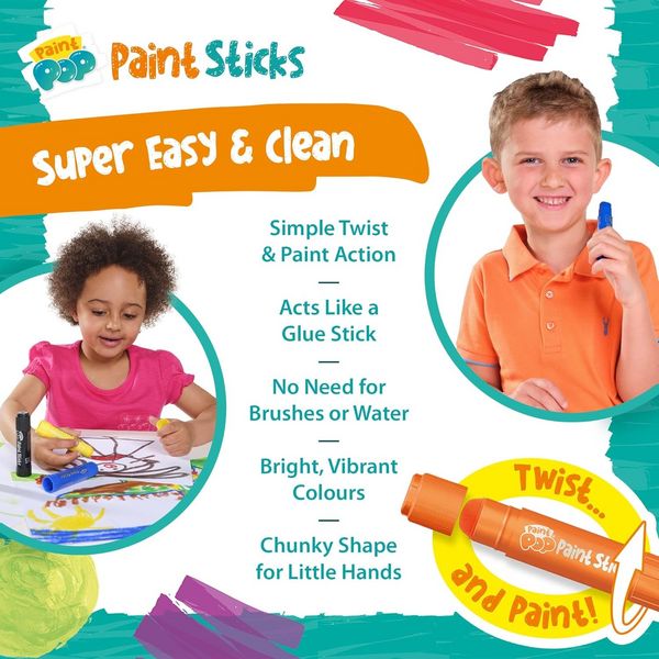 Produktbild: Paint Pop 362201 - Paint Pop: Paint Sticks 12-Pack, klassische Farben, Malstifte, Malset
