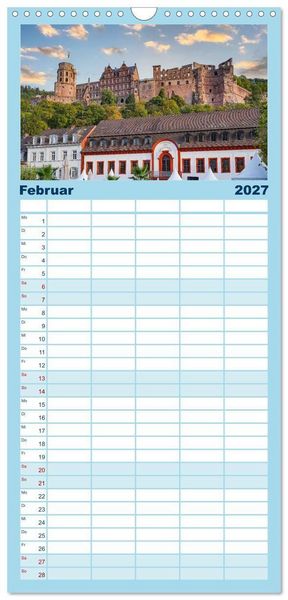 Produktbild: Familienplaner 2027 - Heidelberg Impressionen mit 5 Spalten (Wandkalender, 21 x 45 cm) CALVENDO