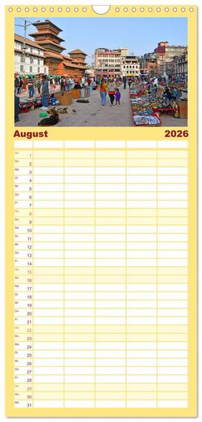 Produktbild: Familienplaner 2026 - Im Kathmandutal mit 5 Spalten (Wandkalender, 21 x 45 cm) CALVENDO
