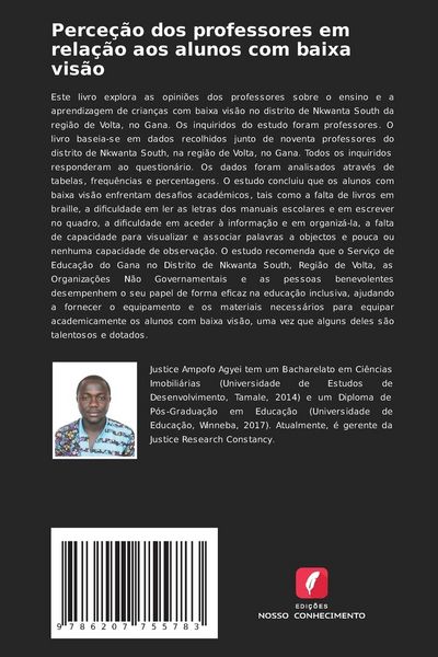 Produktbild: Perce&ccedil;&atilde;o dos professores em rela&ccedil;&atilde;o aos alunos com baixa vis&atilde;o