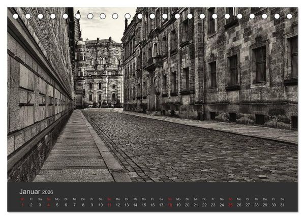Produktbild: Dresden Schwarz Weiss 2026 (Tischkalender 2026 DIN A5 quer), CALVENDO Monatskalender