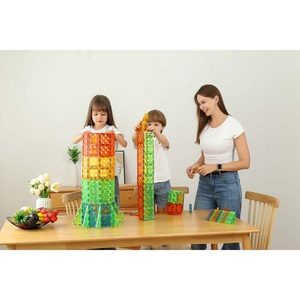 Produktbild: Geomag 507101 - Geomag Magnetic Tiles Gems 32, 2D/3D Konstruktion, Lernspielzeug