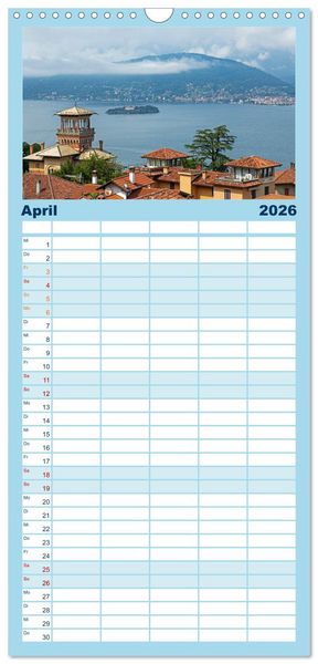 Produktbild: Familienplaner 2026 - Lago Maggiore - Mediterranes Flair umgeben von Bergen mit 5 Spalten (Wandkalender, 21 x 45 cm) CALVENDO