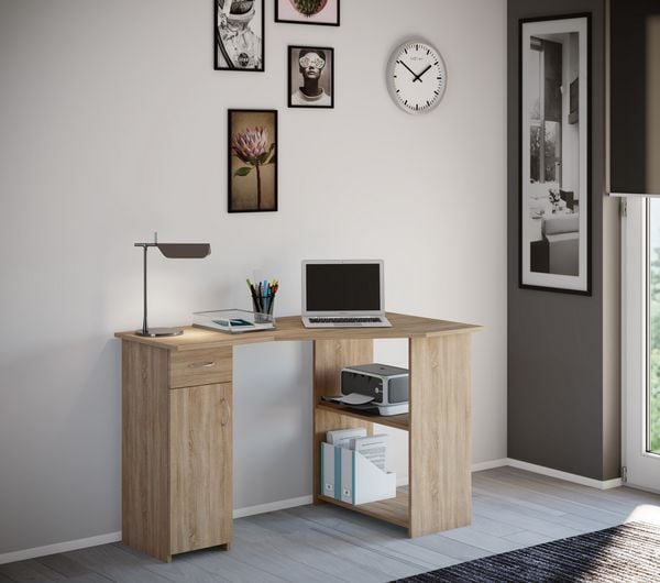 Produktbild: Holz Eckschreibtisch Schreibtisch B&uuml;rotisch Linzia