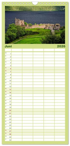 Produktbild: Familienplaner 2026 - Schottlands Castles - Zeugen der Vergangenheit mit 5 Spalten (Wandkalender, 21 x 45 cm) CALVENDO