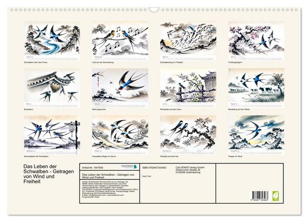 Produktbild: Das Leben der Schwalben - Getragen von Wind und Freiheit (Wandkalender 2026 DIN A2 quer), CALVENDO Monatskalender