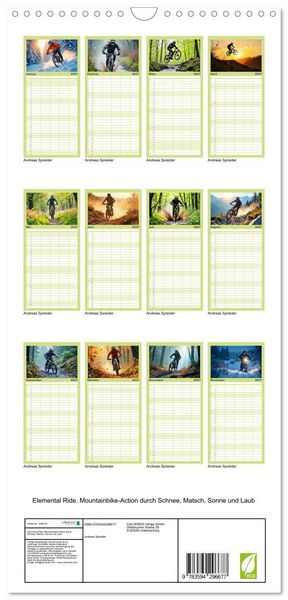Produktbild: Familienplaner 2027 - Elemental Ride. Mountainbike-Action durch Schnee, Matsch, Sonne und Laub mit 5 Spalten (Wandkalender, 21 x 45 cm) CALVENDO