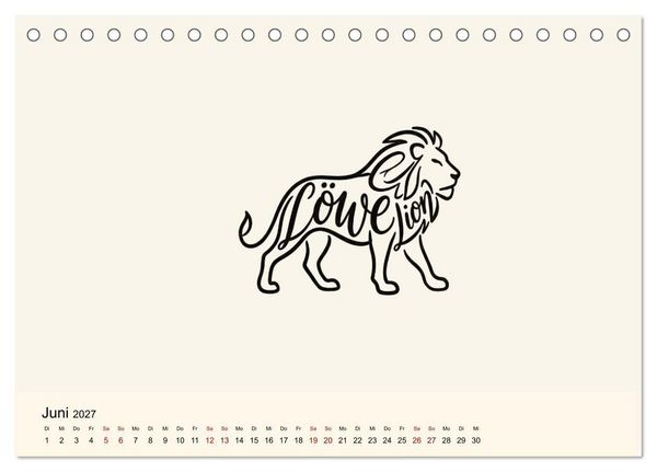 Produktbild: Buchstabentiere (Tischkalender 2027 DIN A5 quer), CALVENDO Monatskalender