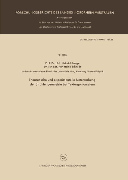 Produktbild: Theoretische und experimentelle Untersuchung der Strahlengeometrie bei Texturgoniometern