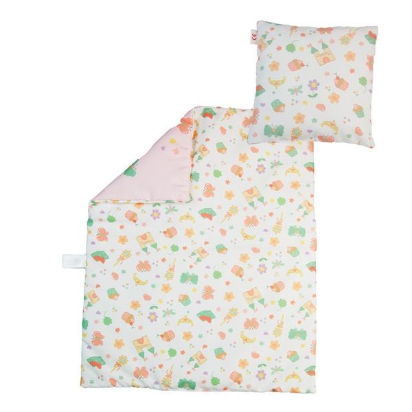 Produktbild: Puppenbettdecke (44 x 34 cm) mit Kissen (16 x 16 cm) ''Prinzessin Emily''