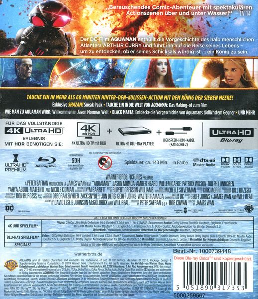 Produktbild: Aquaman (4K Ultra HD) (+ Blu-ray 2D)