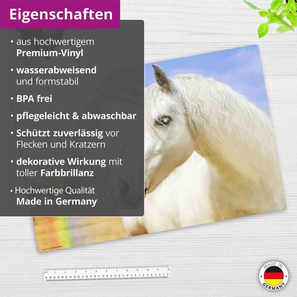 Produktbild: Cover-your-desk Schreibtischunterlage f&uuml;r Kinder Wei&szlig;es Einhorn, aus hochwertigem Vinyl , 60 x 40 cm