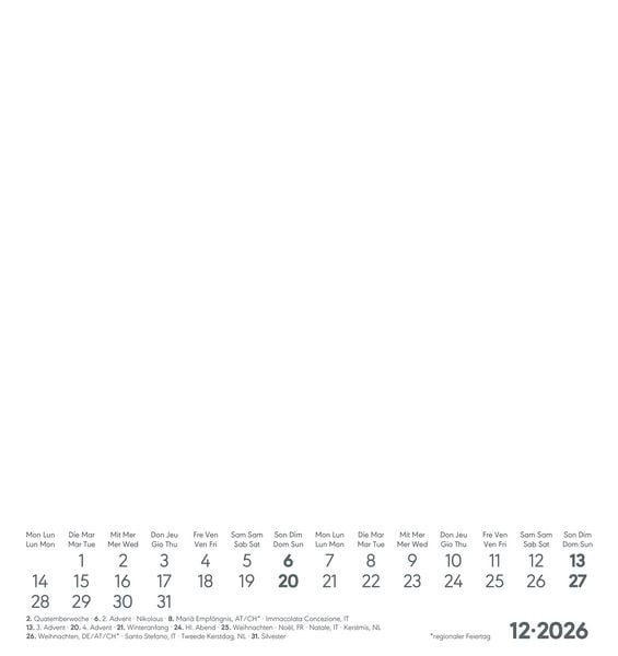Produktbild: Kreativ-Kalender weiß 2026 - 16x17 cm - Foto, Malen, Basteln - datiert - Kreativkalender - Foto-Kalender - Alpha Edition