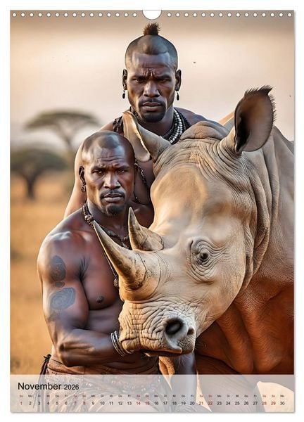 Produktbild: Verwegene Kerle - Muskeln, Tattoos und wilde Tiere (Wandkalender 2026 DIN A3 hoch), CALVENDO Monatskalender