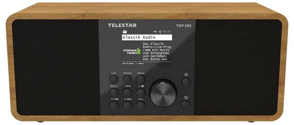 Produktbild: Telestar TOP 250 Holz Internet Kofferradio DAB+, Internet, UKW WLAN, USB, UKW, Internetradio, DAB+, Bluetooth&reg; Holz