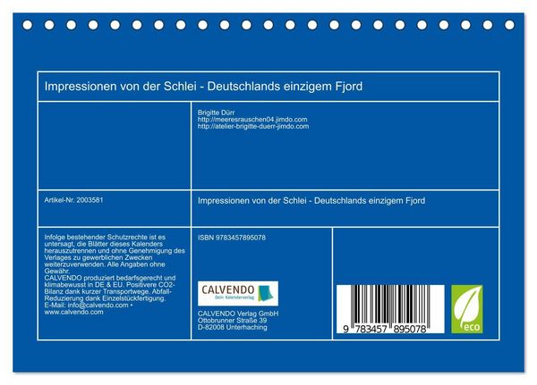 Produktbild: Impressionen von der Schlei - Deutschlands einzigem Fjord (Tischkalender 2026 DIN A5 quer), CALVENDO Monatskalender