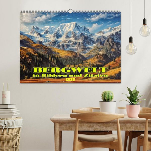 Produktbild: Bergwelt in Bildern und Zitaten (Wandkalender 2026 DIN A2 quer), CALVENDO Monatskalender