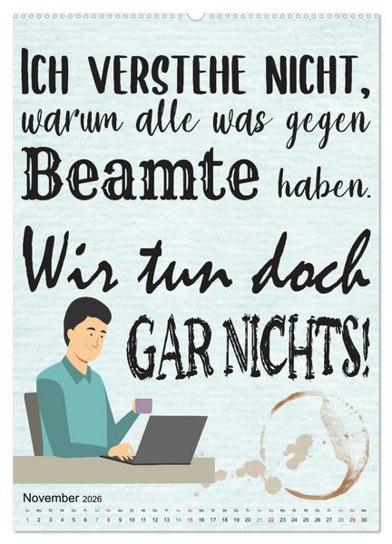 Produktbild: Beamten-Spr&uuml;che (Wandkalender 2026 DIN A2 hoch), CALVENDO Monatskalender