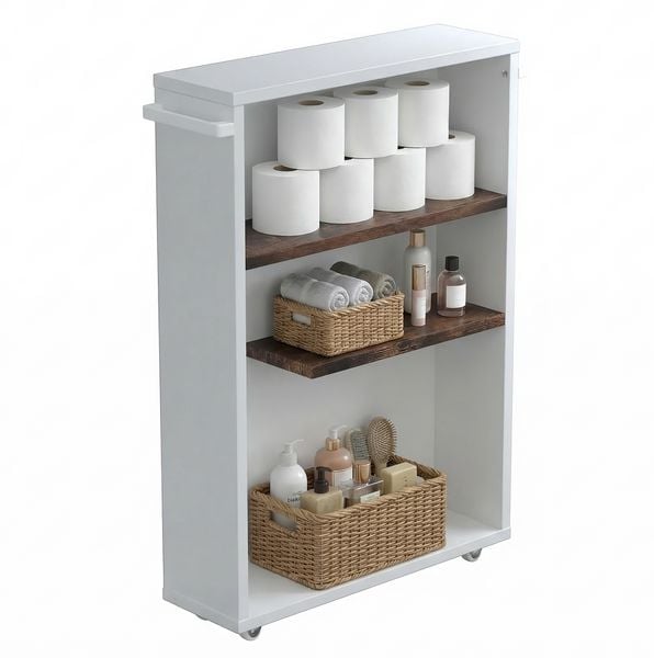 Produktbild: Holz Badschrank Nischenregal Nilari 61 x 20 x 45