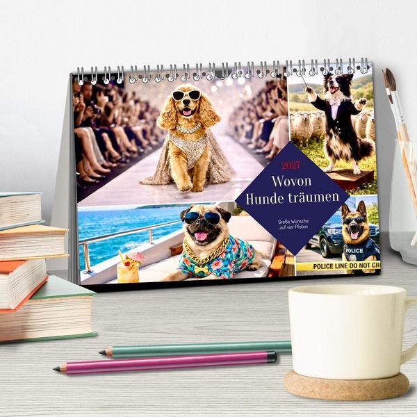Produktbild: Wovon Hunde tr&auml;umen (Tischkalender 2027 DIN A5 quer), CALVENDO Monatskalender