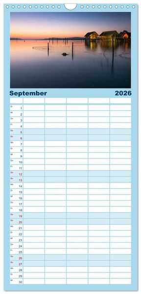 Produktbild: Familienplaner 2026 - Ansichten vom Bodensee mit 5 Spalten (Wandkalender, 21 x 45 cm) CALVENDO