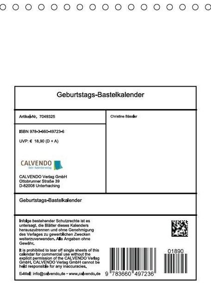 Produktbild: Geburtstags-Bastelkalender (Tischkalender immerw&auml;hrend DIN A5 hoch)